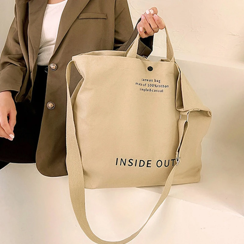 

High Quality Women Canvas Shoulder Bag Shopping Bags Students Book Bag Cotton Cloth Handbags Large Tote For Girls Wallet