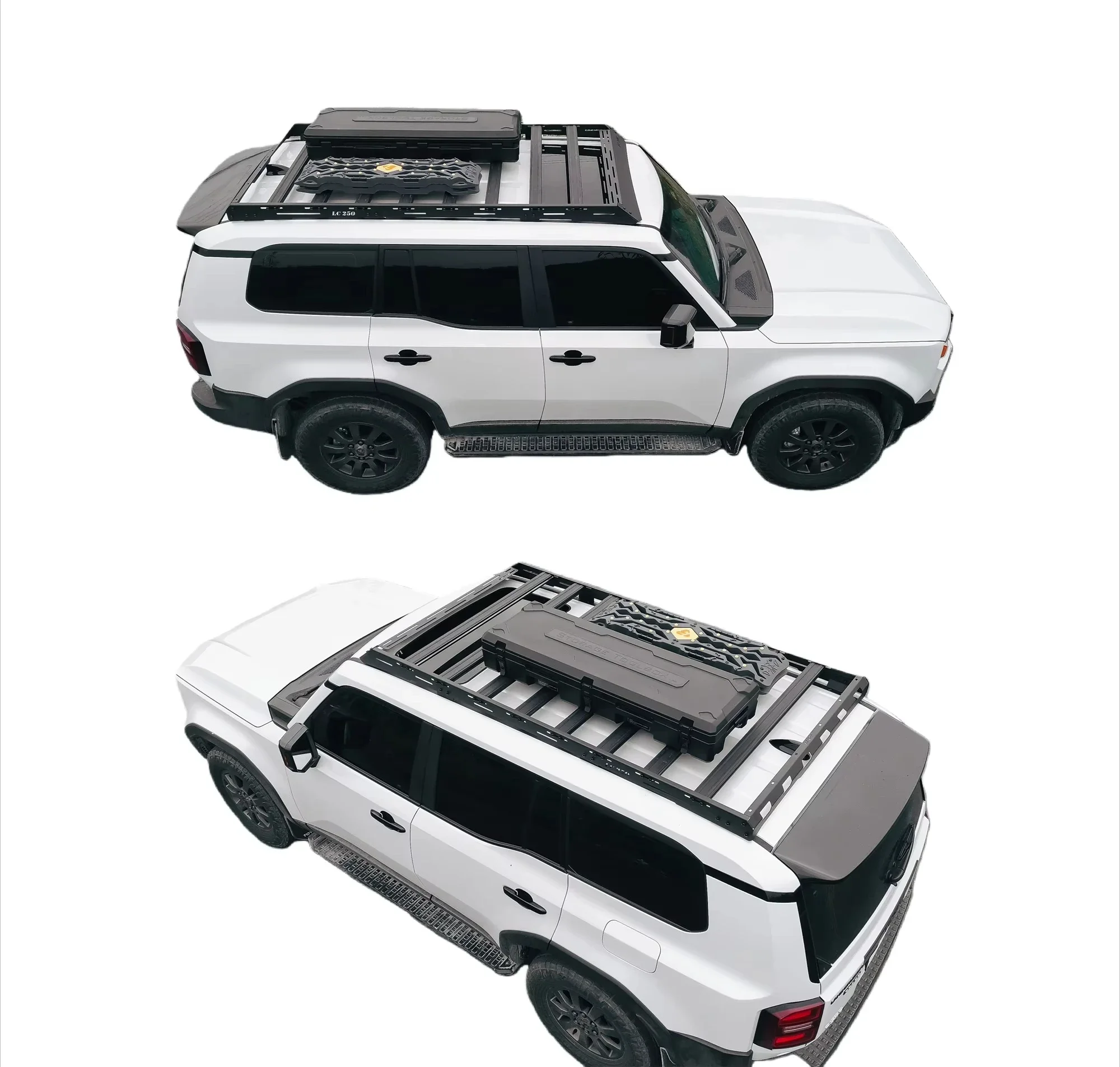 Car Roof Rack Roof Basket Roof Platform Car Carrier With Side Ladder Side Box for Land Cruiser LC120 LC150 LC200 LC300 FJCruiser