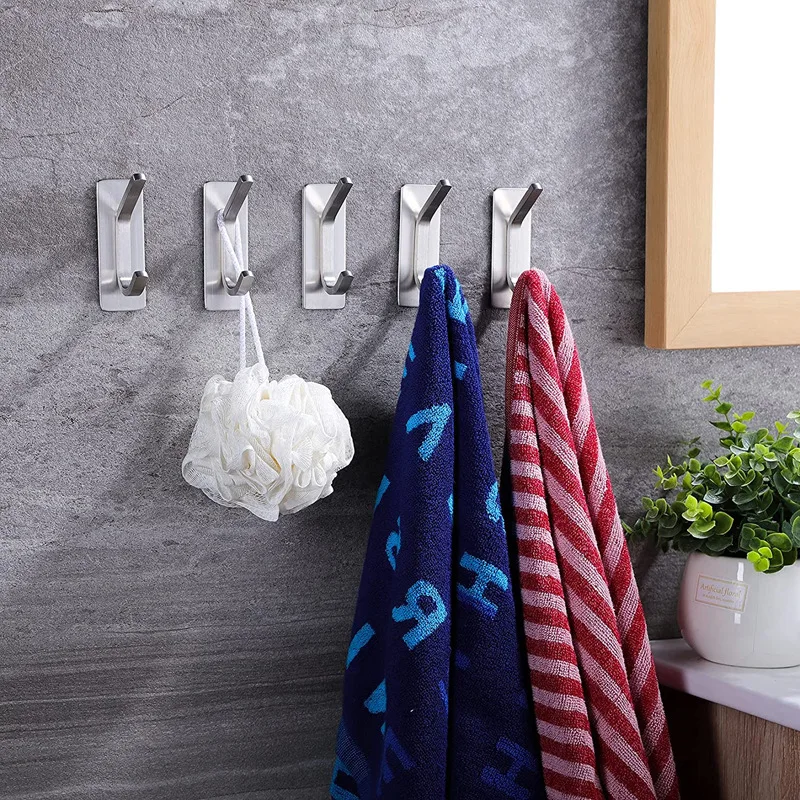 Self Adhesive Hooks Coat Hooks Wall Mounted Heavy Duty Stick on Wall Hoooks for Door For Hainging Hat Coat Towel Brush Robes