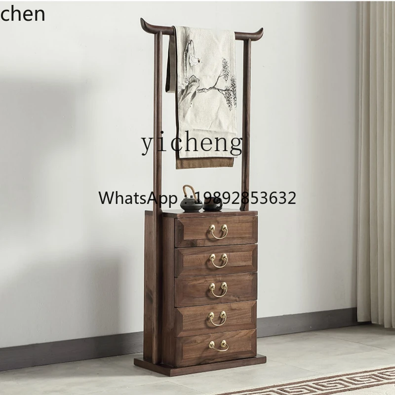 ZML Black Walnut Hand-Carried Box Bedside Table Solid Wood Tea Cabinet Zen Furniture Coat and Cap