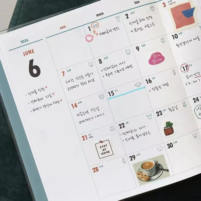 مجلة أسبوعية على طراز K لعام 2026 - غطاء PVC بتصميم بسيط وتصميم جمالي على الطراز الكوري على Instagram