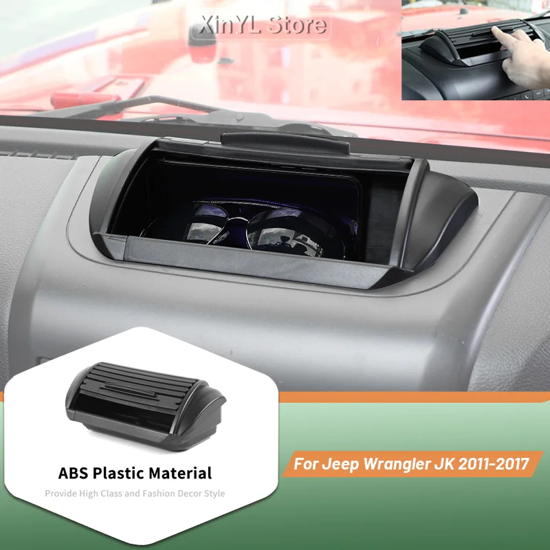 

Car ABS Dashboard Flip-Top Storage Organizer Tray Box For Jeep Wrangler JK JKU 2011-2017 Storage Interior Accessories