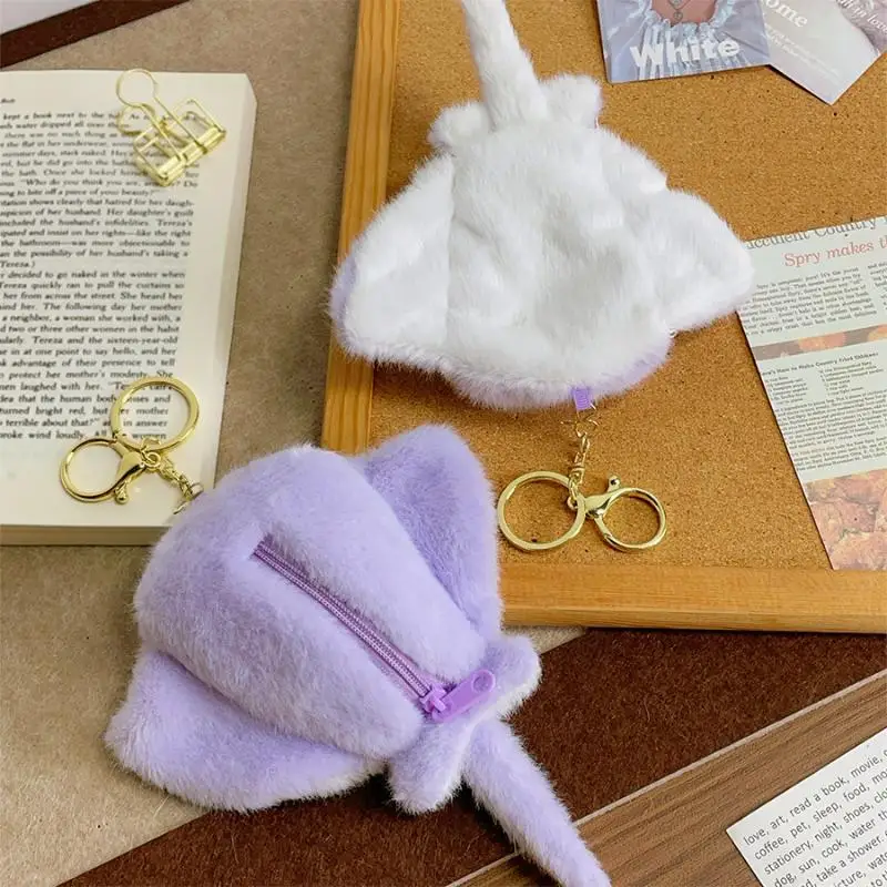 1Pcs Devil Fish Plush Zero Wallet Keychain Storage Bag Kawaii Girls Key Lipstick Candy Coin Purse Cartoon Doll Bag Pendant Decor