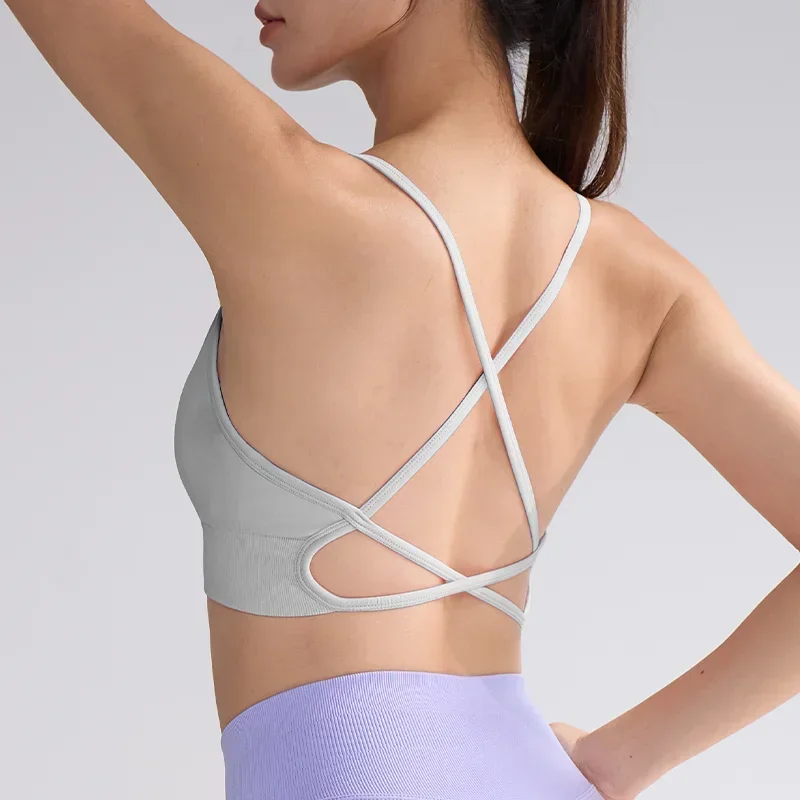 여성용 아름다운 등 스포츠 브라 요가 베스트 충격 방지 처짐 방지 베스트 고강도 타이트 피팅 요가 탑 피트니스 스포츠 브라