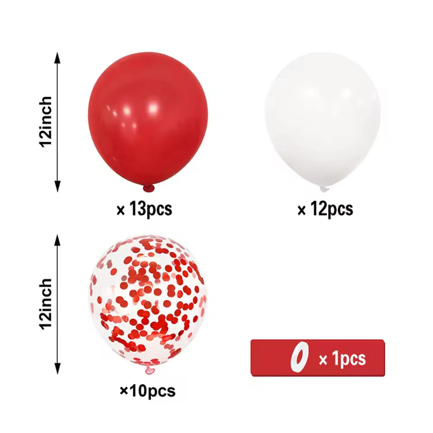 Red and White Balloon Set 12 inch Red Paper Scrap Balloons Party Decoration Balloon Suitable for Birthday Party Interior Decorat
