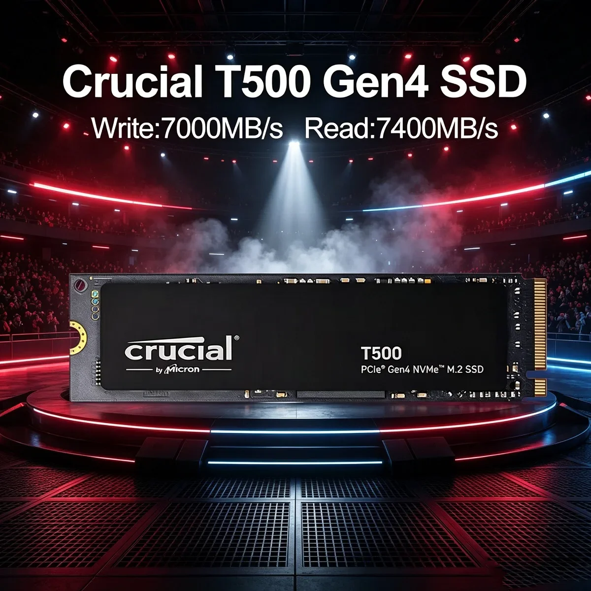 SSD Crucial T500 Gen4 NVMe M.2 1TB 7300MB/s, Unidade de Estado Sólido Interna para Jogos, Compatível com PS5, Laptop e PC, CT1000T500SSD8 OEM Original