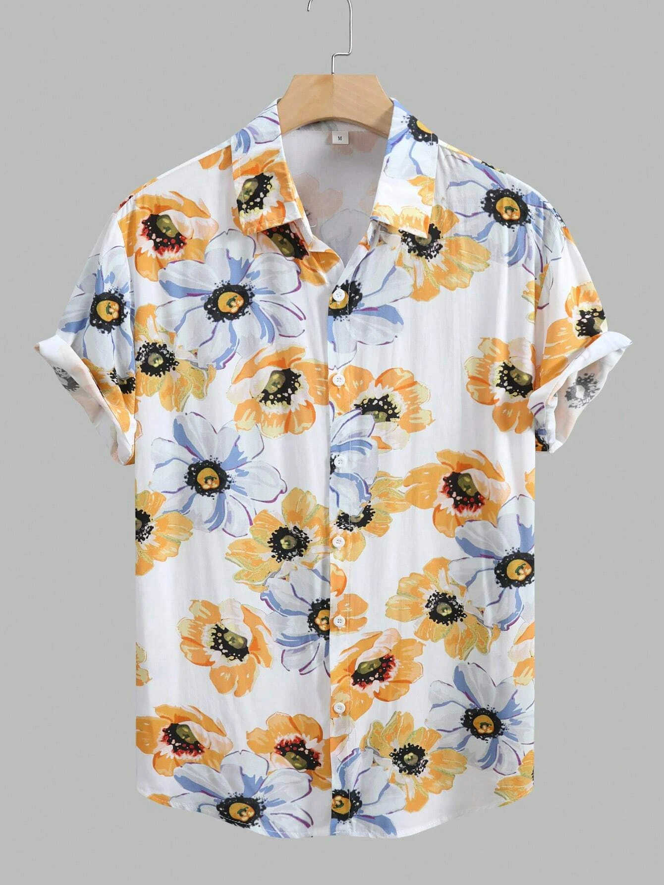 

Casual Shirt Floral Design Print Men's Short Sleeve Shirt Fashion Women's Personalized Button Short Sleeve Top