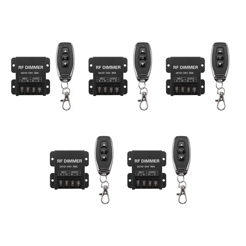 

ABGI-5X 12V RF LED Dimmer Wireless Brightness 3 Keys Remote Controller DC 12V-24V 30A For 5050 3528 Single Color Strip Lights