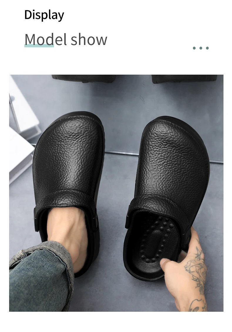 Modische unisexfarbene Schuhe für die Gastronomiebranche, bequem, leicht, strapazierfähig, wasserdicht, geeignet für Küchen und Krankenhäuser, lässige weiche Slipper-Flachschuhe. – Detail 5