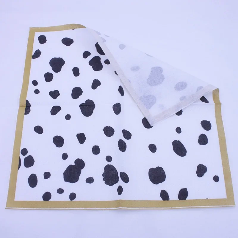 Serviettes en papier créatives faites à la main, impression couleur, noir et blanc, taches de vache, repas de poulet, bricolage, 10 pièces, 20 pièces par paquet