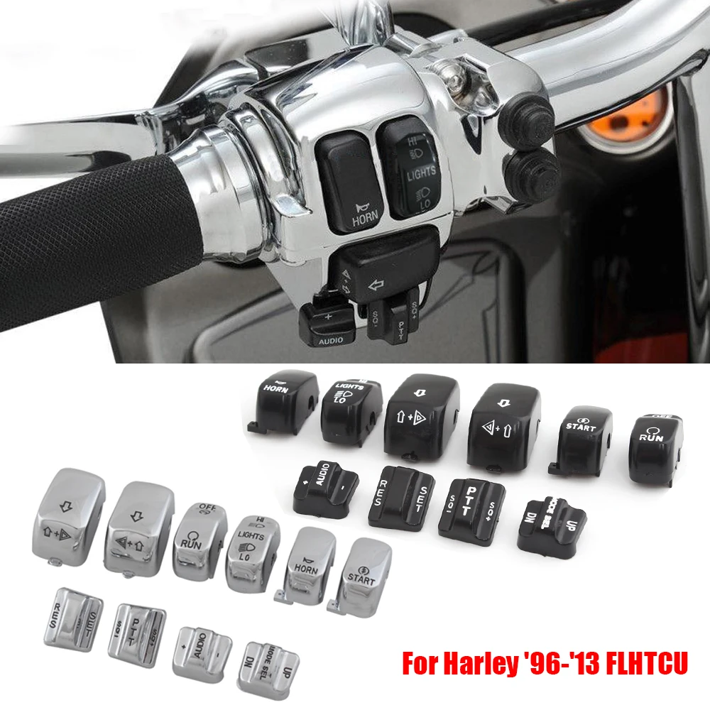 Motorcycle Accessories 10PCS Hand Control Switch Cap Button Cover For Harley Touring Ultra Classic Electra Glide FLHTCU 1996-13