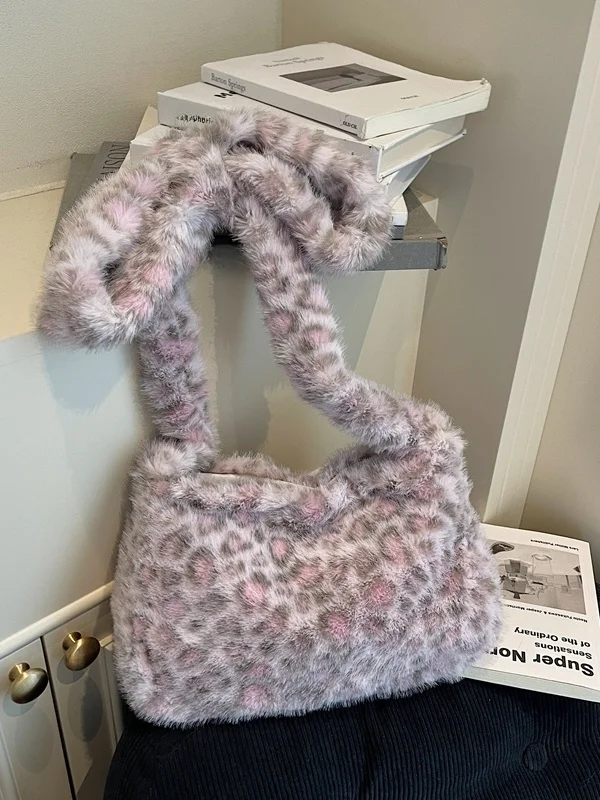 

Модная женская сумка-тоут с леопардовым принтом, большая вместительная сумка для поездок на работу, на одно плечо, через плечо, из искусственного меха, для осени и зимы