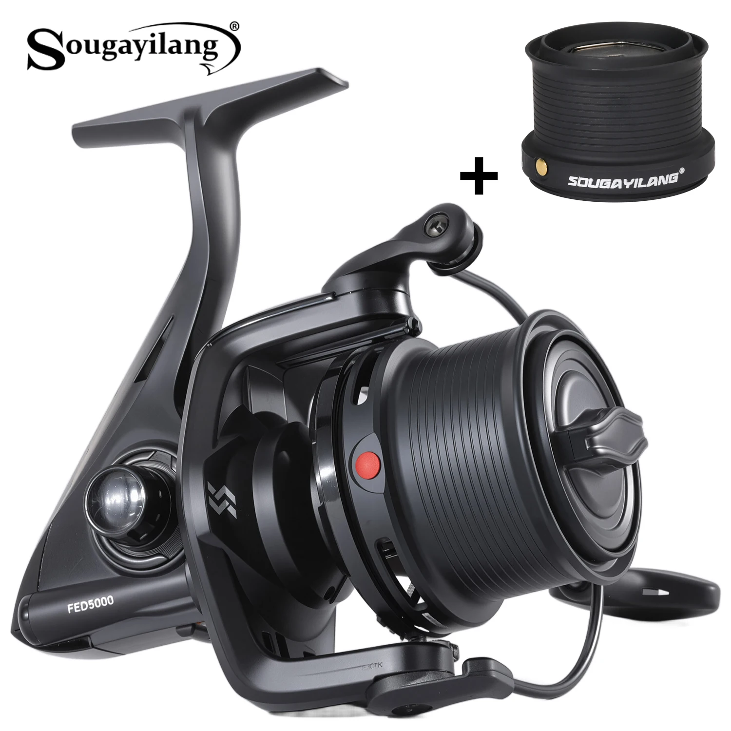 Moulinet d'alimentation Sougayilang entièrement métallique avec double bobine en aluminium, 15 kg de résistance maximale, anti-emmêlement, lancer long et fluide, essentiel pour la pêche au gros