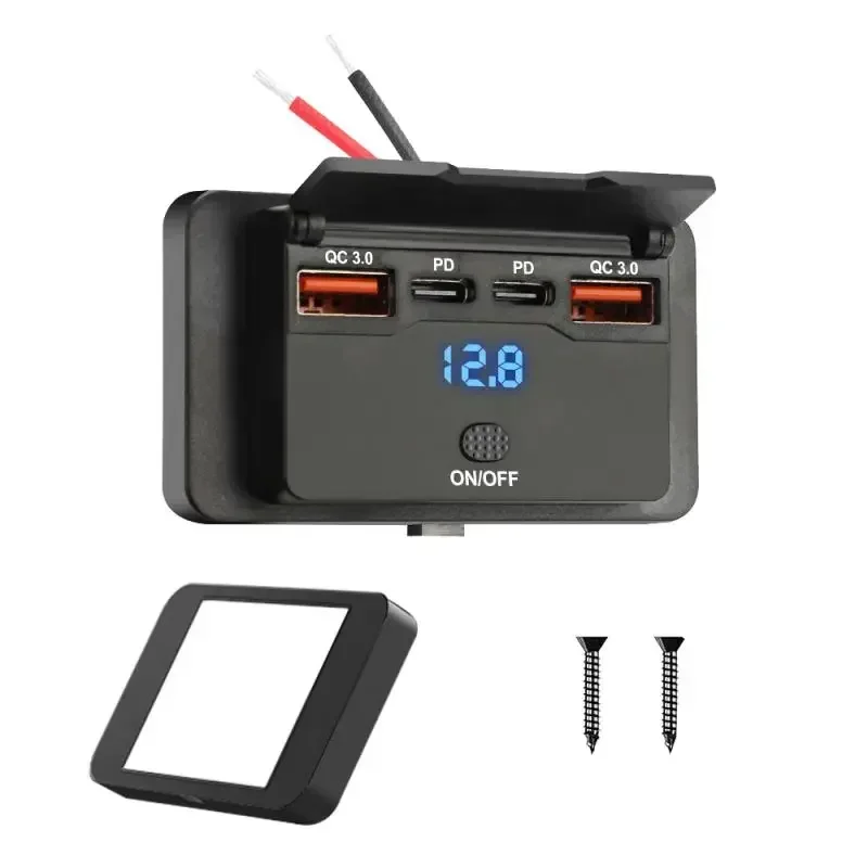 18W USB A 30W PD Auto-Ladegerät Schnellladegerät Dual-USB mit EIN/AUS-Schalter für LKW, Wohnmobil, Wohnwagen Zubehör