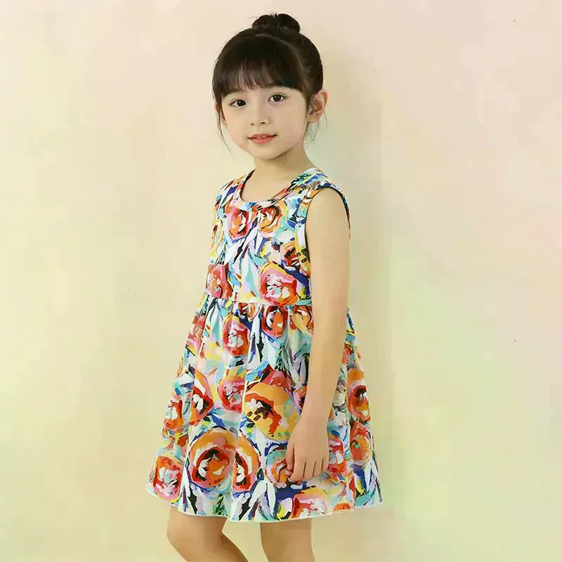 Newborn Baby Cotton Dress Regular Sleeveless A-Line Girl Dresses 0-24 Months