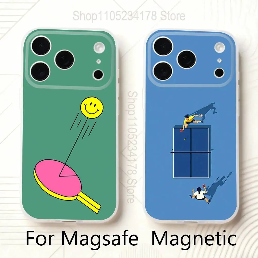 

Table tennis rackets Phone Case For iPhone 14,16,12,17,13,15,11 Max,Pro,Mini,Plus,Air,E Magnetic Frosted Transparent