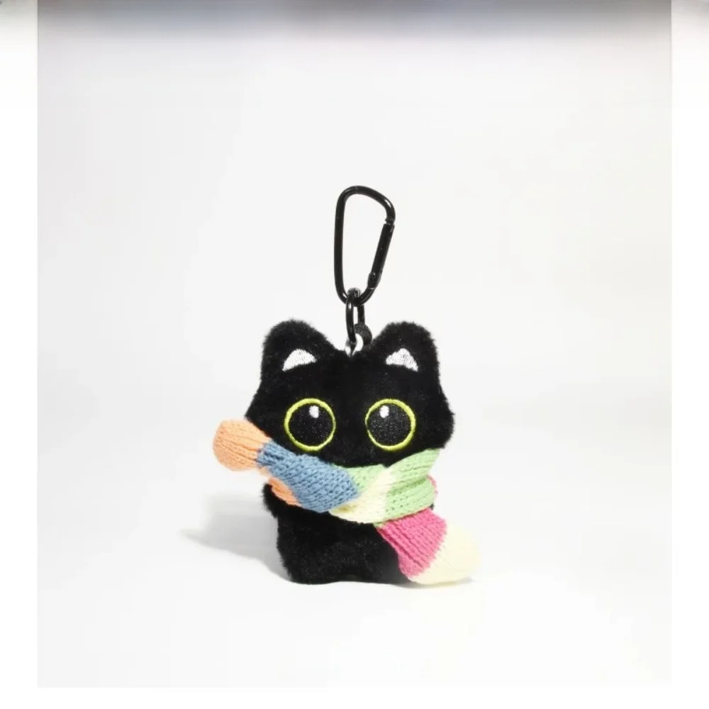 Cute Scarf Black Cat  Doll Keychain Camera Shoulder Bag Doll Bag Pendant Car Key Ring Gifts
