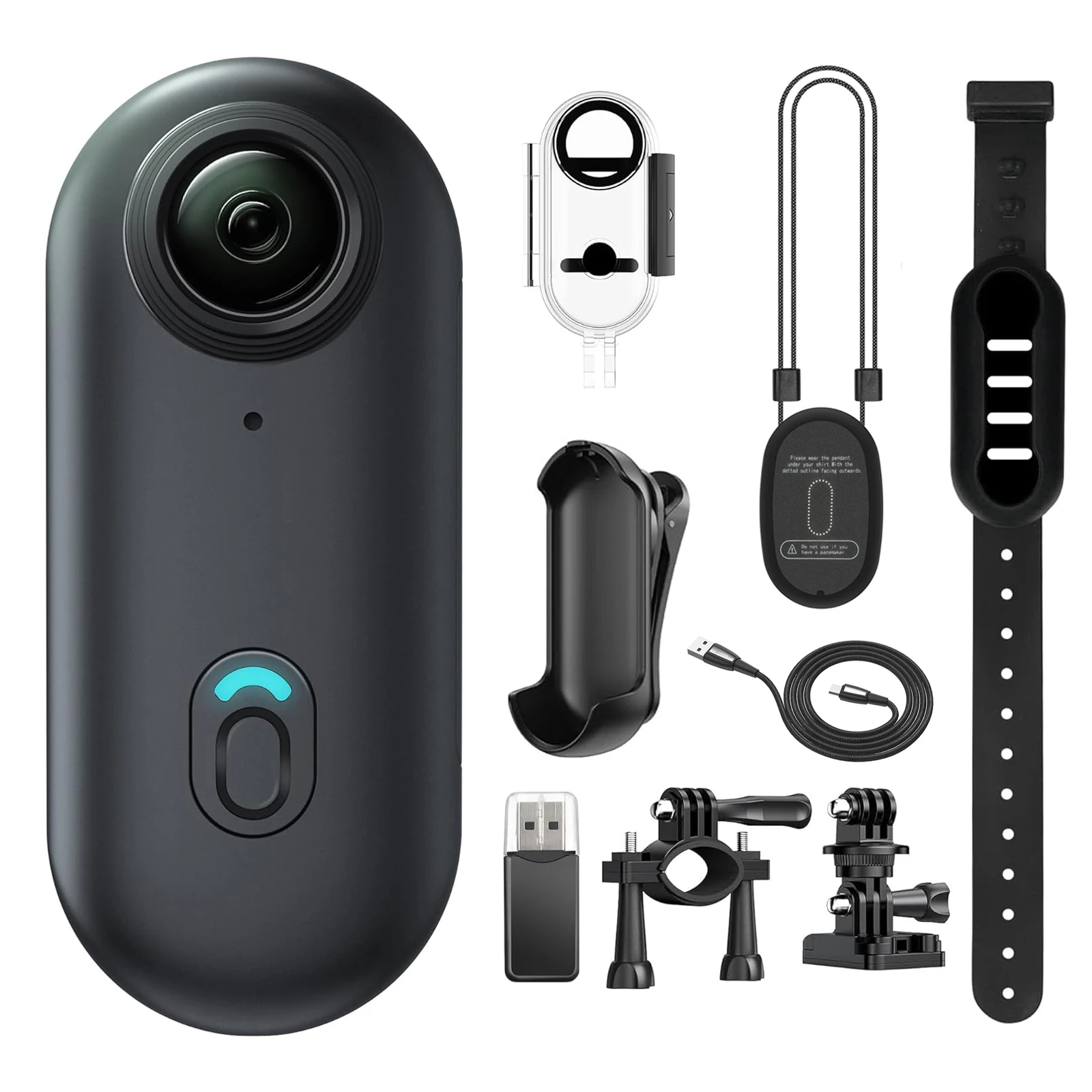 4K Mini WIFI Action Camera 128GB Thumb POV Portable Video Recorder with IPX7 Waterproof Camcorder Helmet Mount Vlogging (Black)