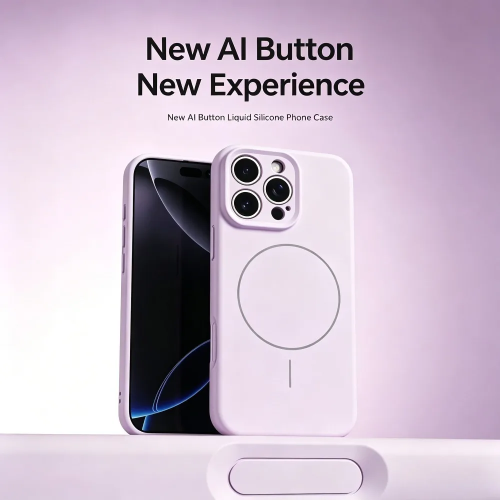 

For iPhone 17 Pro Max Case Liquid Silicone Magnetic AI Button Shockproof Cover Compatible with iPhone 16 15 14 13