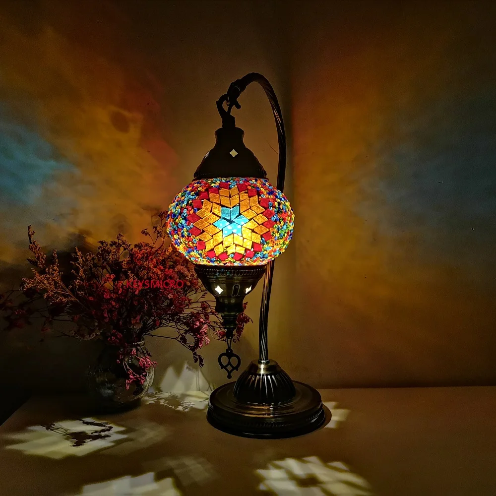 Turkish Mosaic Table Lamp Vintage Art Deco Handcrafted Lamparas De Mesa Mosaic Glass Romantic Bed Light Lamparas Con Mosaicos