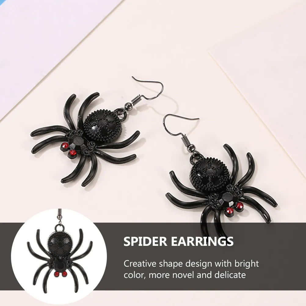 3 Pairs Spider Ear Drops Earrings – Lightweight Halloween Party Danglers for Women