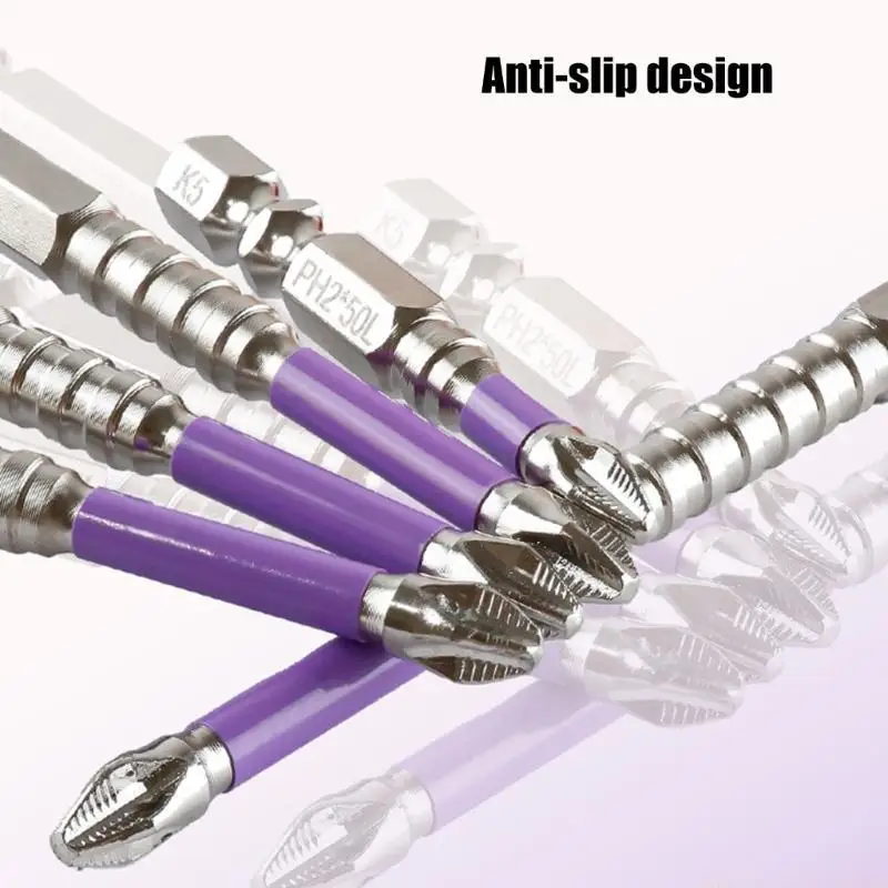 A2BE 6Pcs Impact Driver Bit Set 1/4inch Shank Crossing Head Screwdriver Bit