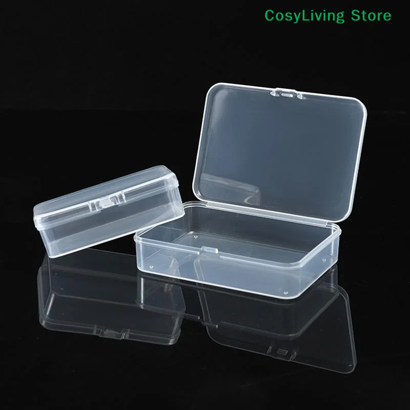 5Pcs Transparent Plastic Box Jewelry Packaging Component ID Card Jewelry Rectangle Home Plastic Storage Box For Receiving Box