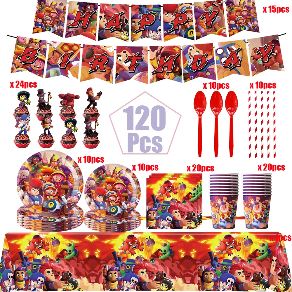 

Hot Game Birthday Decoration Disposable Tableware Balloon Tablecloth Plate Baby Shower Kids Boys Gifts Game Party Supplies