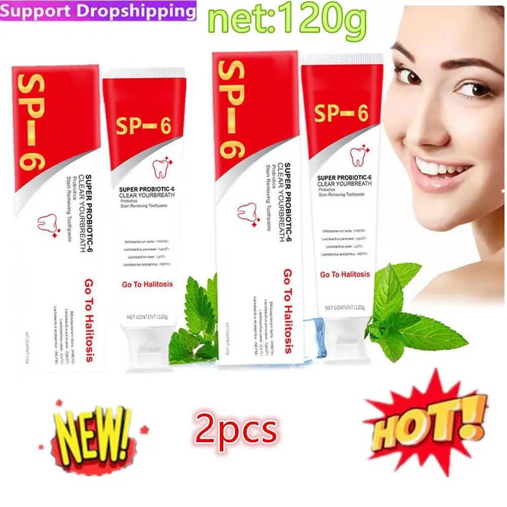 2x 120g Probiotic Whitening Toothpaste Brightening & Stain Removing SP6 Fresh Breath Enzyme Toothpaste Whitening Teeth