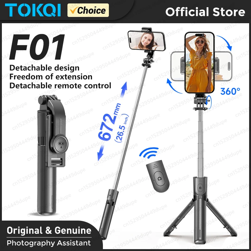 TOKQI Selfie Stick Tripod Phone Holder Desktop Stand Extendable Monopod w/ Bluetooth RC for Mobile live Broadcast Handheld Photo