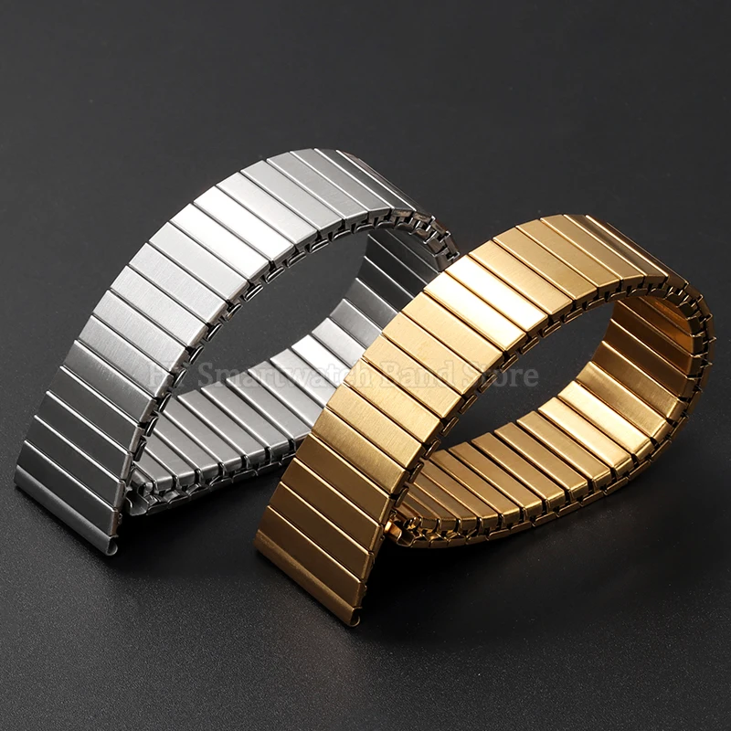 22mm Stainless Steel Elastic Watch Strap for Men Women Metal Stretch Expansion Wrist Band Universal Bracelet Watch Accessories