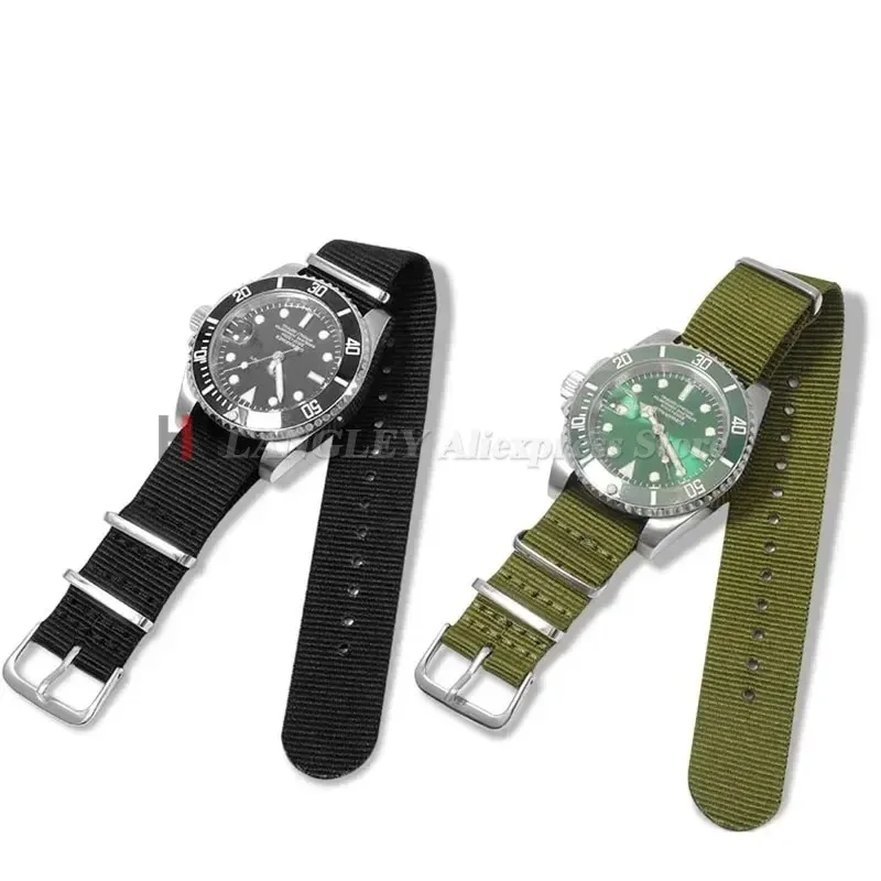 16mm 18mm 20mm 22mm Nylon Army Sports Band Fabric Belt Accessories Belt Pins Buckle Bands Black Watch Strap for Omega for Seiko image 5
