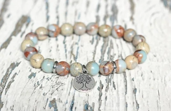 tree of life bracelets healing sister gift under 30 good luck protection charm bracelet bohemian serpentine gemstone beaded