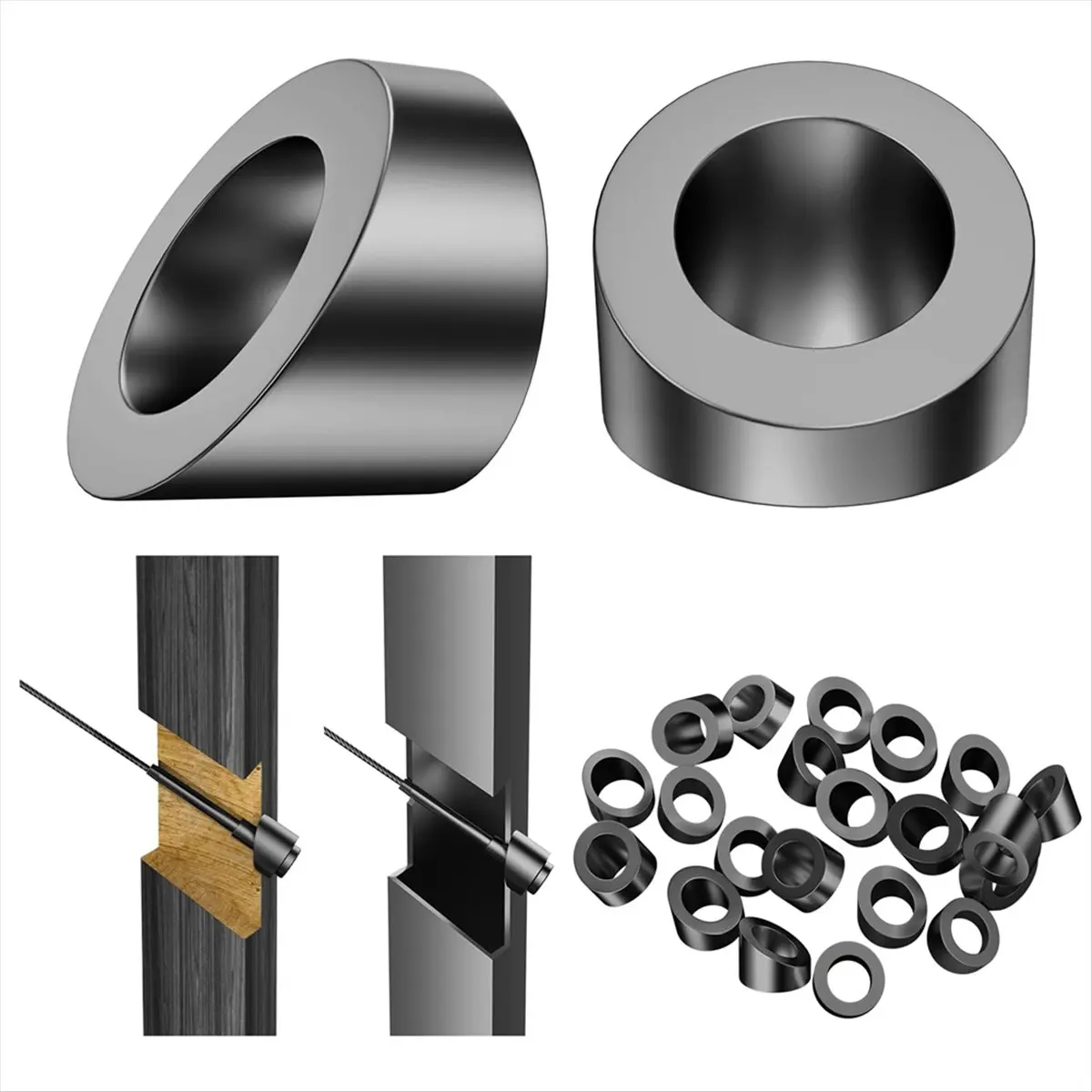 A75K 20 Pack 5/16Inch ID Black Angle Washers for Cable Railing Posts, for 1/8Inch, 3/16Inch Cable Railing Hardware