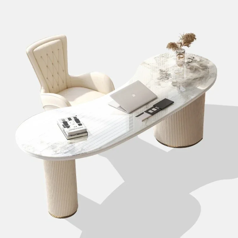

Light Luxury Bright Stone Plate Desk Computer Desk Integrated Modern Simple Home Small Apartment