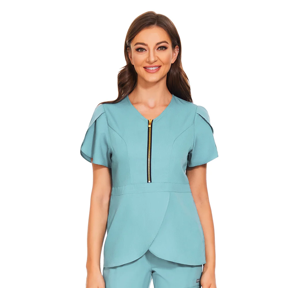 Medical เสื้อผ้าทำงานเสื้อผู้หญิงสวยงาม Workwear โรงพยาบาลแขนสั้นพยาบาล Lulur Spa Tops พยาบาลอุปกรณ์เสริม Doctor เสื้อ