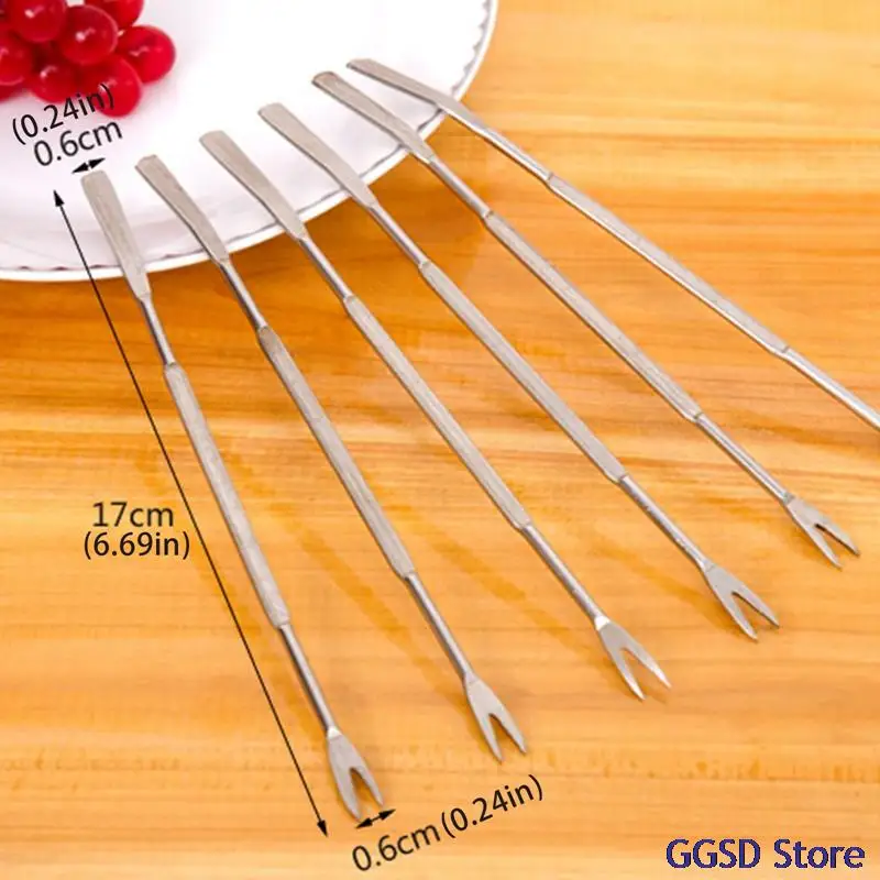 2pcs/lot Lobster Crab Needle Kitchen Seafood Tools Stainless Steel Seafood Forks Picks Hairy Crab Spoon Walnut Needle Fruit Fork