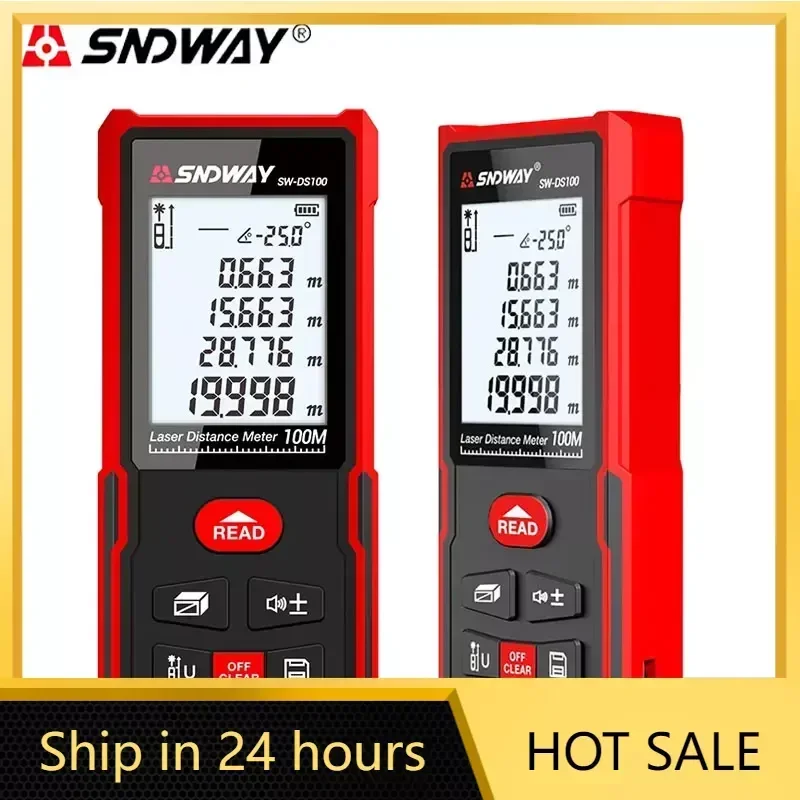 SNDWAY Digital Laser Rangefinder Tape Measure - 50/70/100/120M Distance Finder with Area Volume Calculation Self-Calibration Fea