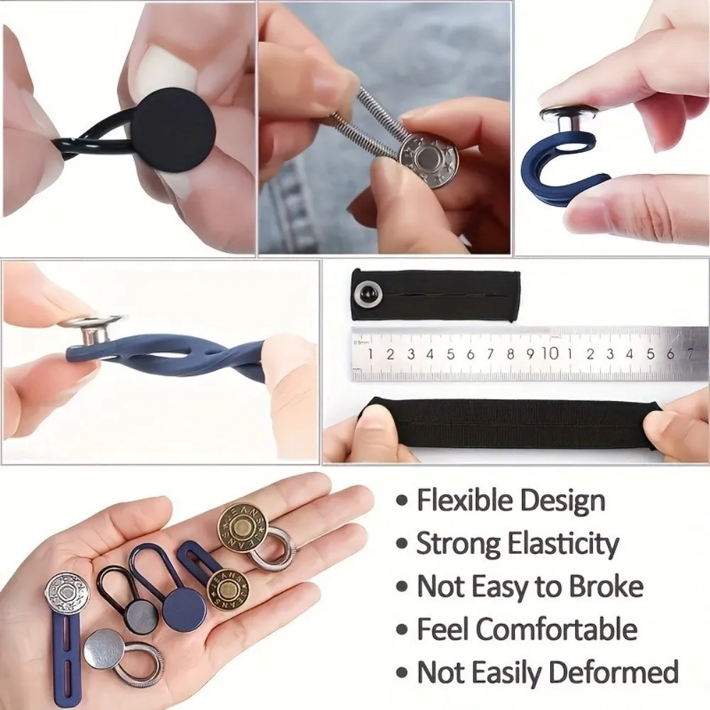 12/16/24/26 pcs Button Style Button Extenders Strong Elasticity Metal Waist Extender Buttons Easy Install No Sew Extensions
