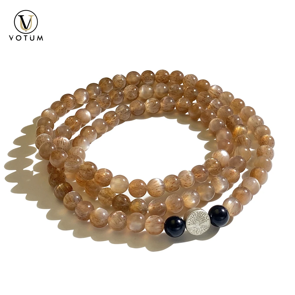 

Votum Natural Golden Elestial Quartz Beads Bracelet Unisex Sterling Silver Tree of Life Charm Bracelets for Women Stone Jewelry