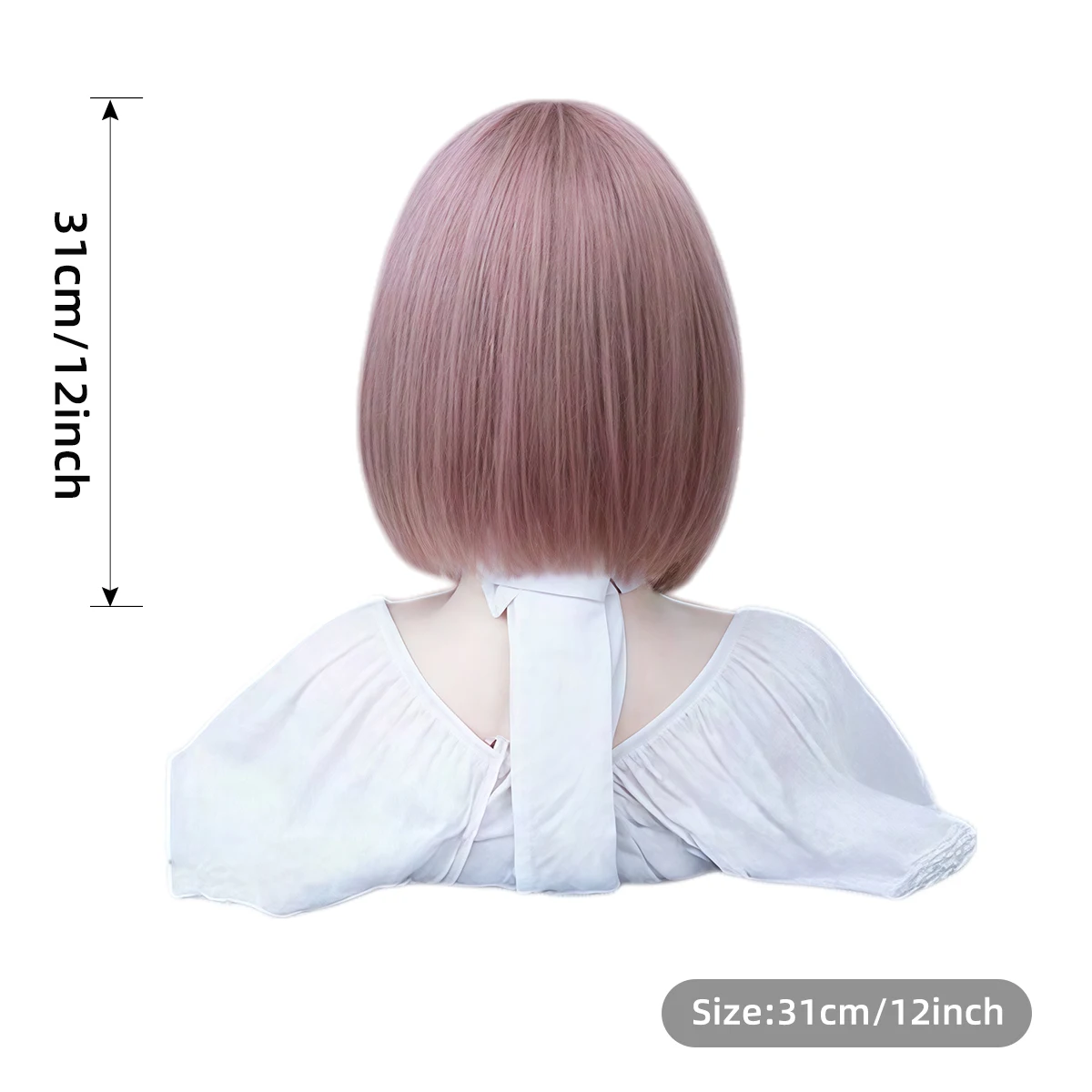Dusty Pink Brown Bob Wig with Air Bangs,Sweet&Gentle Style for Daily&Commute Use,High Compatibility,Synthetic Wigs.