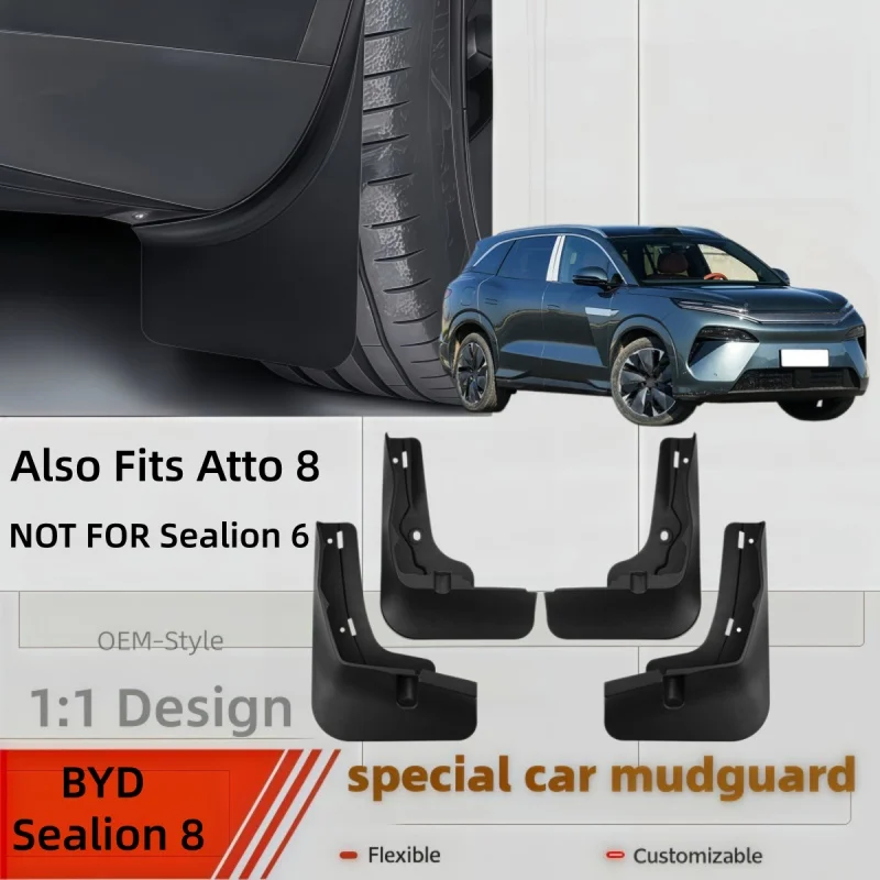 4pcs Mudflaps FOR BYD Sealion 8 Atto 8 2025 2026 Mudguards Fender Guard Splash Mud Flap Car Accessories Auto Styline