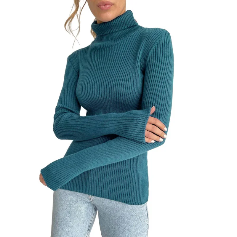 

Womens Turtleneck Sweater Knit Bottom Long Sleeve Sweater Early Fall Dress Knit Sweater Turtleneck Pullover Tops