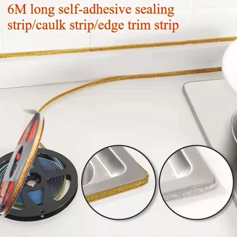 1PC 6m/236.22inch Self-adhesive Caulking Strip, 3D Gap Decorative Filler, Suitable for Living Rooms, Kitchens, Toilets, Bathroom