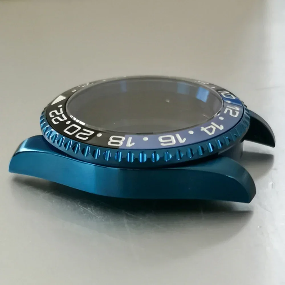 Electroplated Blue SUB Case 316L Stainless Steel 40mm Sapphire Glass Mirror Watch Case for NH35 NH36 Movement NEW DIY