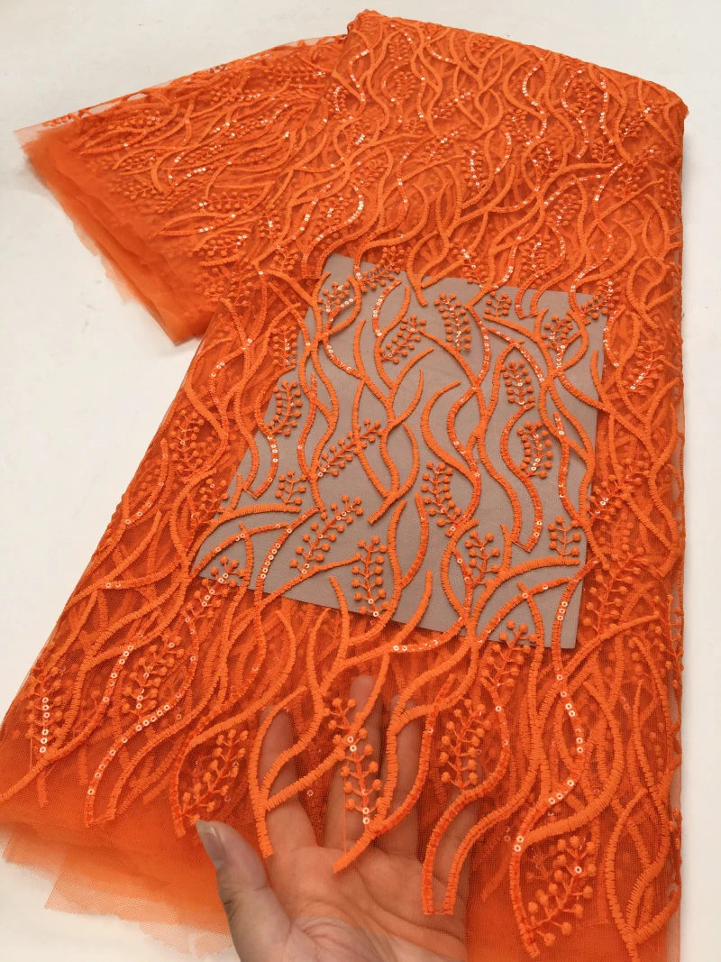 

New Arrival African Tulle Lace Fabric 2025 High Qulity French Mesh Sequins Embroidery Lace Fabric For Women Evening Party Dress