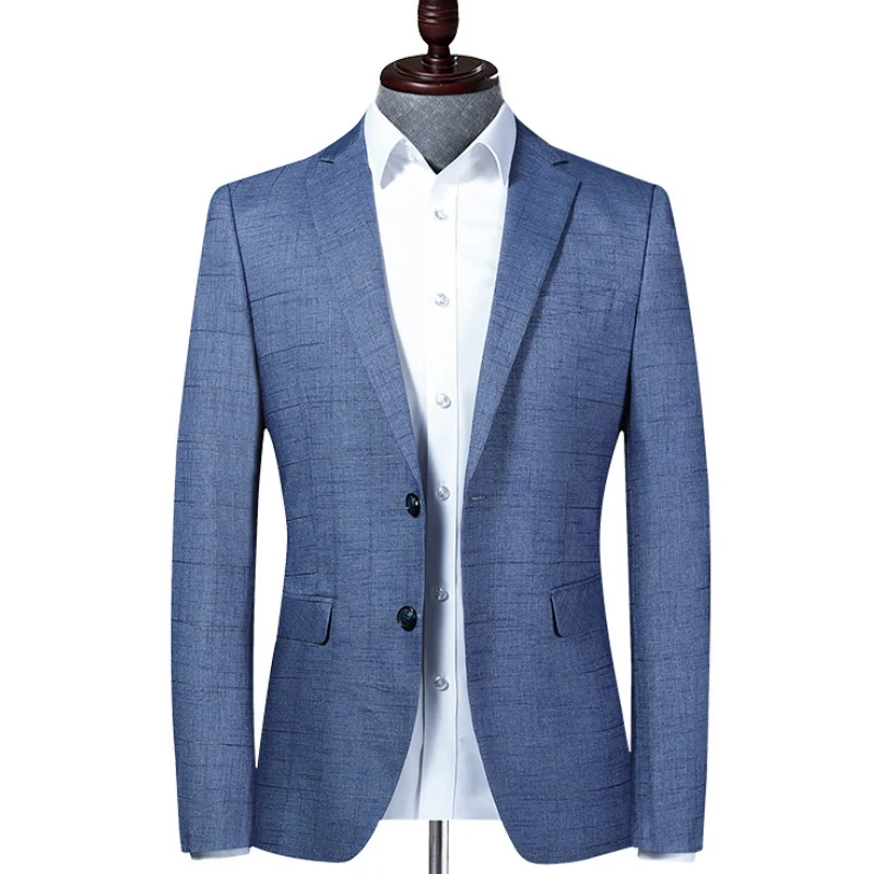 Lansboter-abrigo de traje azul para hombre, versión coreana, ajustado, para personas jóvenes y de mediana edad, chaqueta de negocios informal diaria, primavera