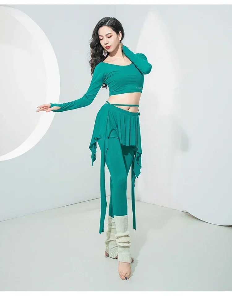 New Belly Dance Clothing Autumn and Winter Modal Top+Step on Foot Trouser Set Oriental Dance Training Clothes