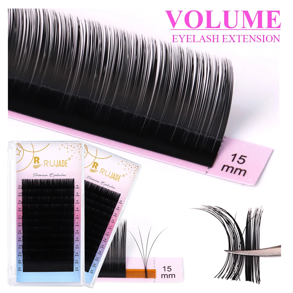 

RUJADE 5-25mm Cashmere Eyelash Extension Individual Long/Short/Lower Lashes 0.03/0.05/0.07/0.1 Russian Volume Lashes Faux Cilios