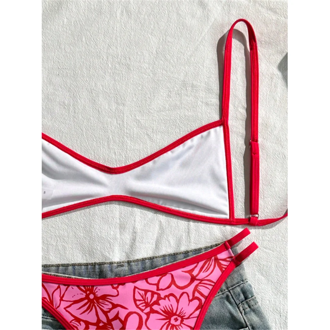 S - XL 2026 Sexy bedruckter Bikini mit hohem Beinausschnitt, Damen-Badeanzug, zweiteiliges Bikini-Set, Badebekleidung, Badeanzug, Schwimmanzug V8037 – Detail 6